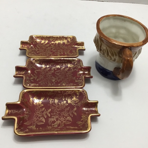 Vintage MCM Miniature Toby Face Mug Colonial Man & Empire ware ashtrays - Picture 5 of 6